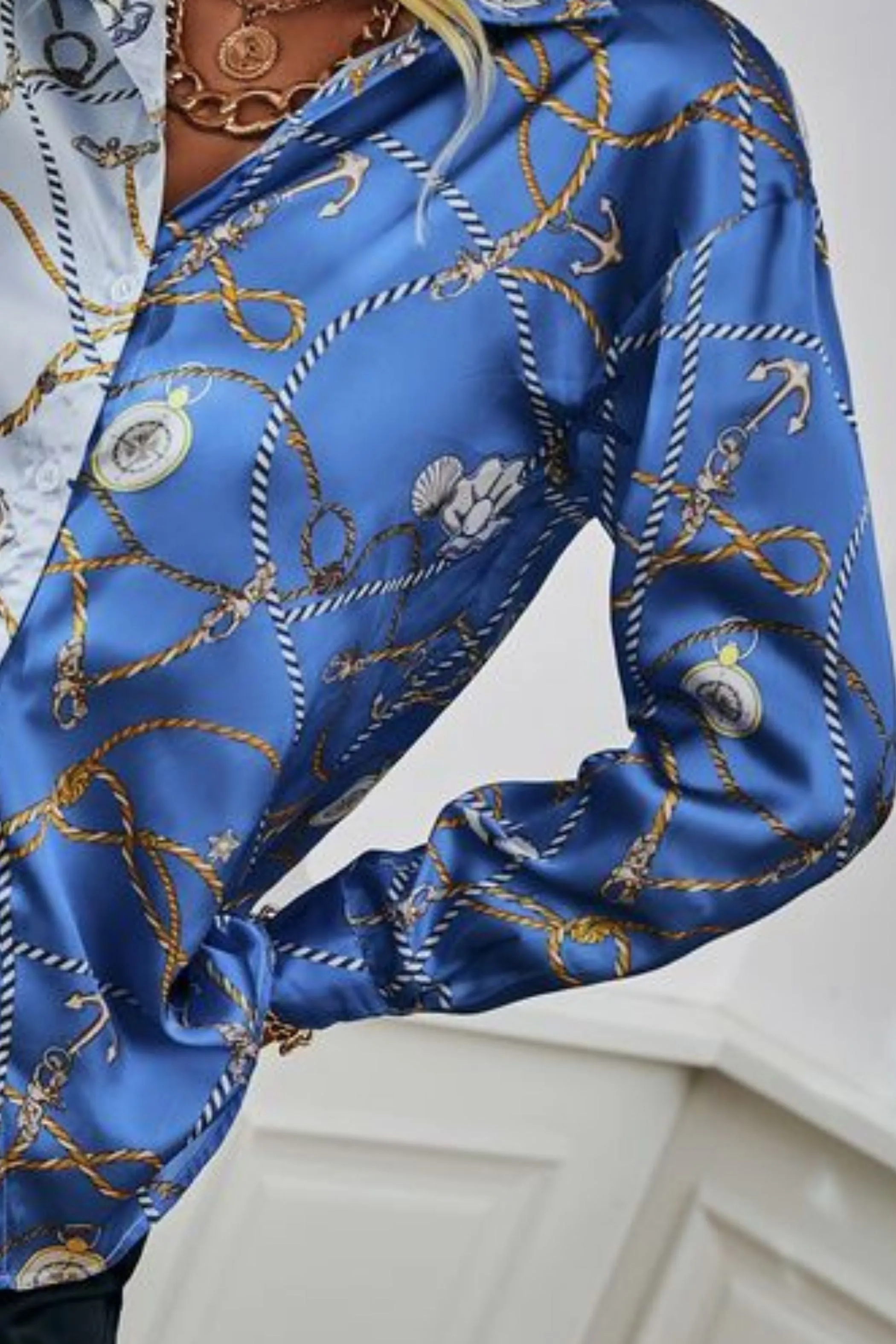 2 TONE CHAIN SATIN SHIRT