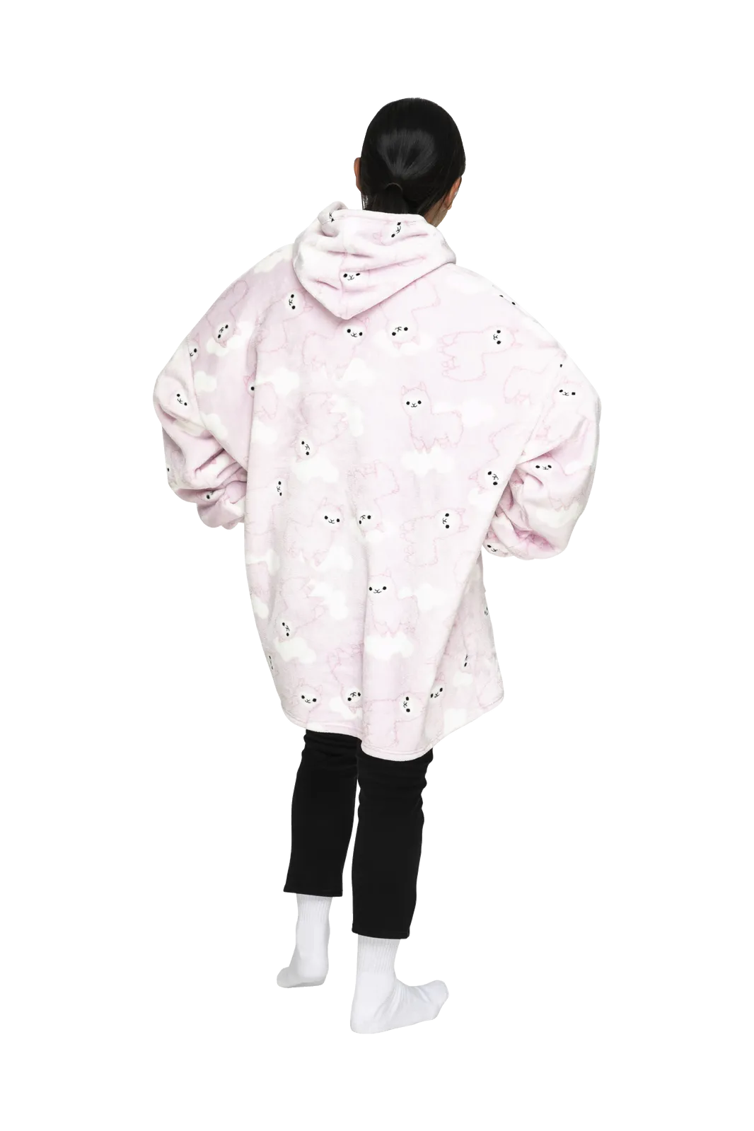 Adult Giant Hoodie Llama Face Light Pink