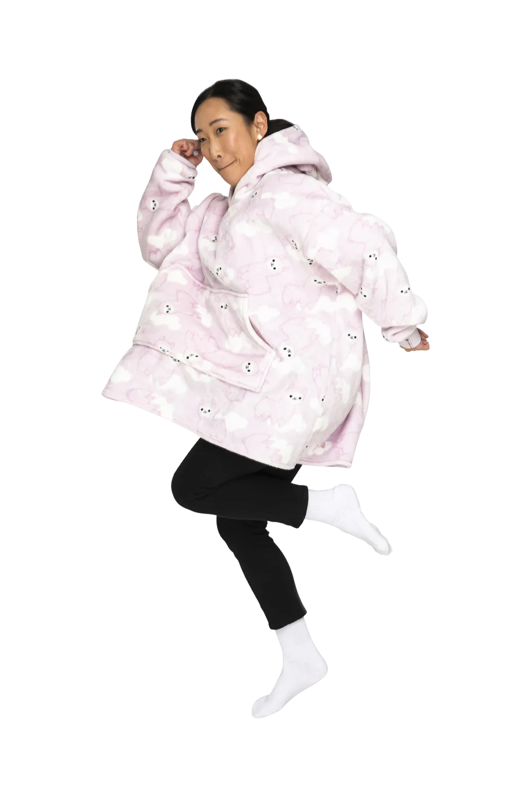 Adult Giant Hoodie Llama Face Light Pink