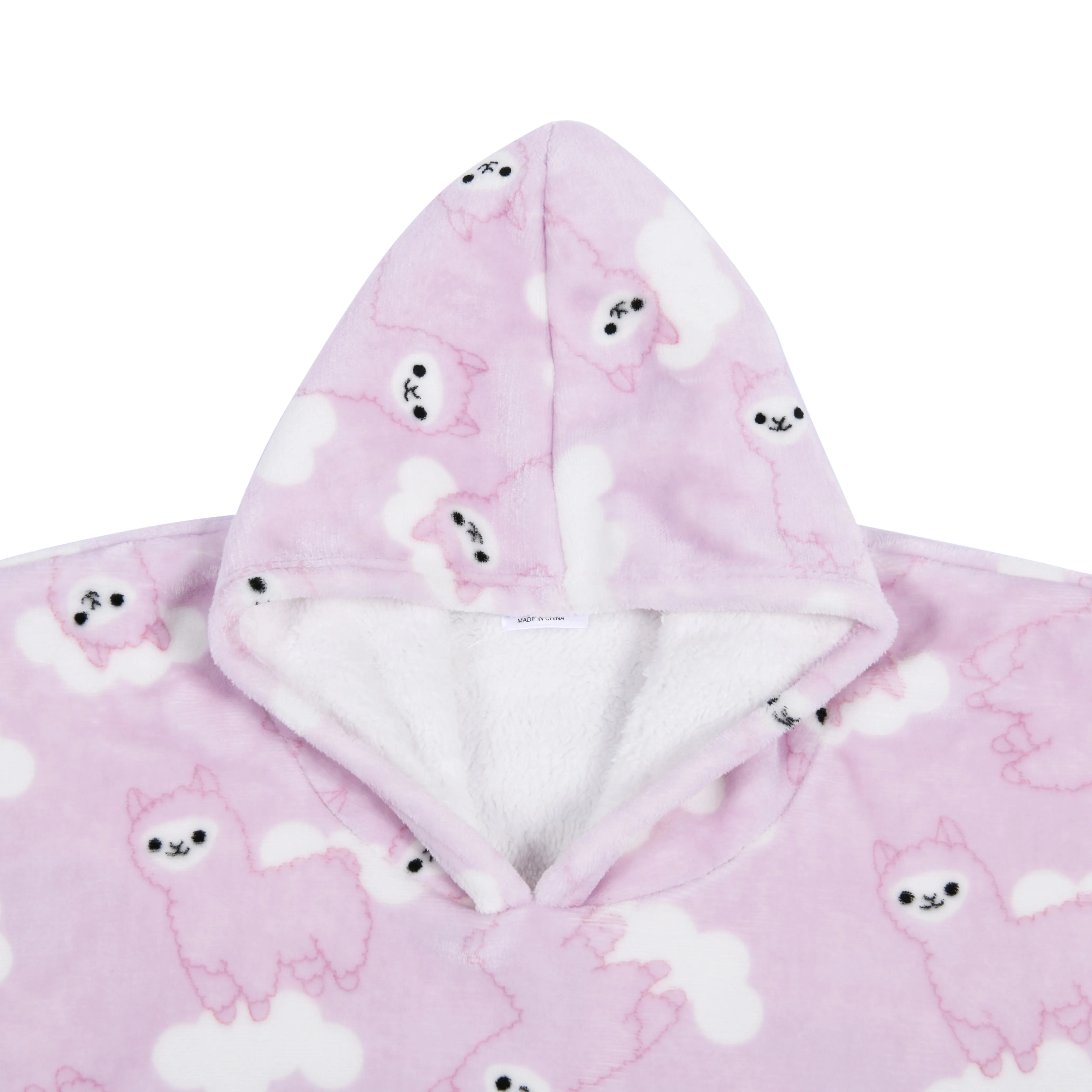 Adult Giant Hoodie Llama Face Light Pink
