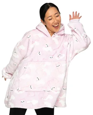 Adult Giant Hoodie Llama Face Light Pink