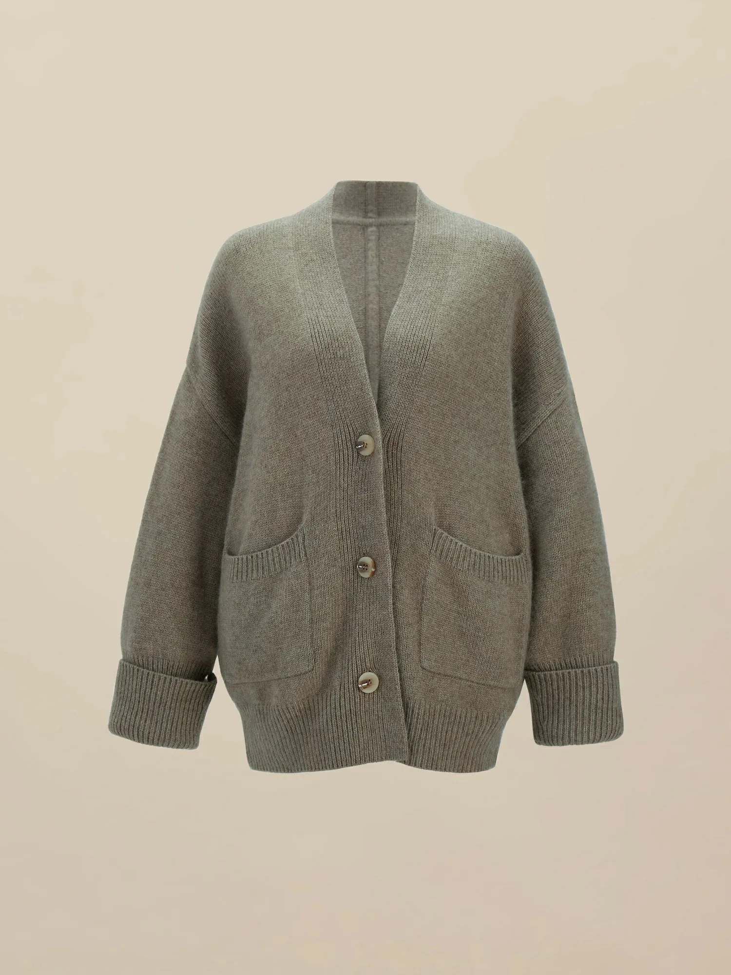 Amoretu Wool & Cashmere V-Neck Long Sleeve Knit Cardigan