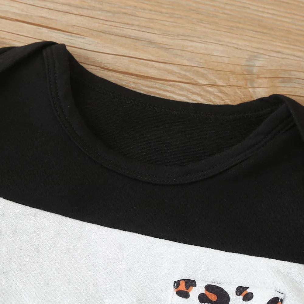 Baby Unisex Long Sleeve Leopard Printed Pocket Romper & Pants & Hat Baby Clothing Wholesale
