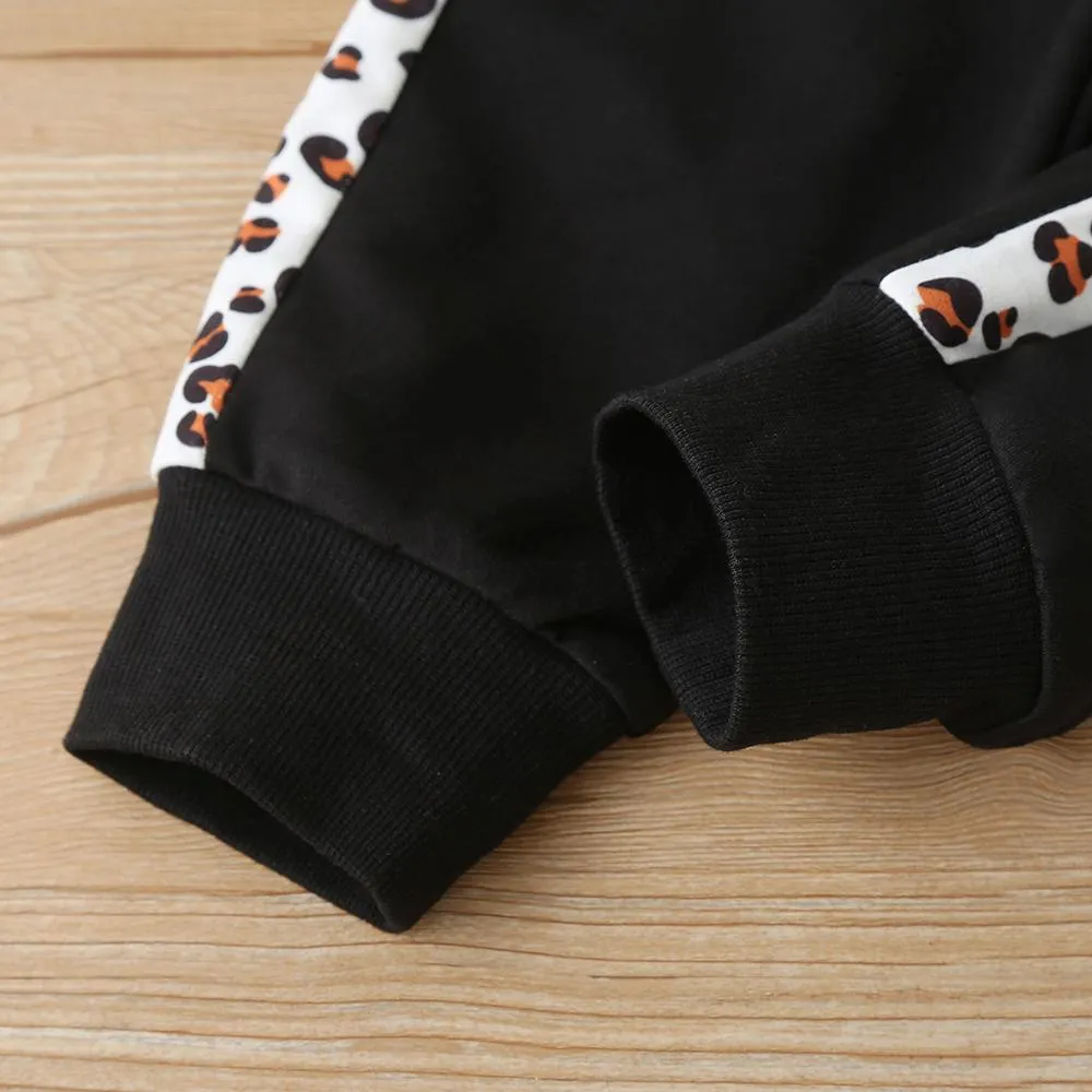 Baby Unisex Long Sleeve Leopard Printed Pocket Romper & Pants & Hat Baby Clothing Wholesale