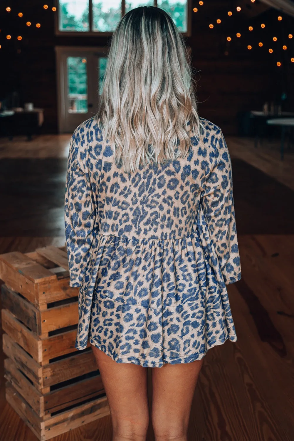 Babydoll Button Leopard Print Top