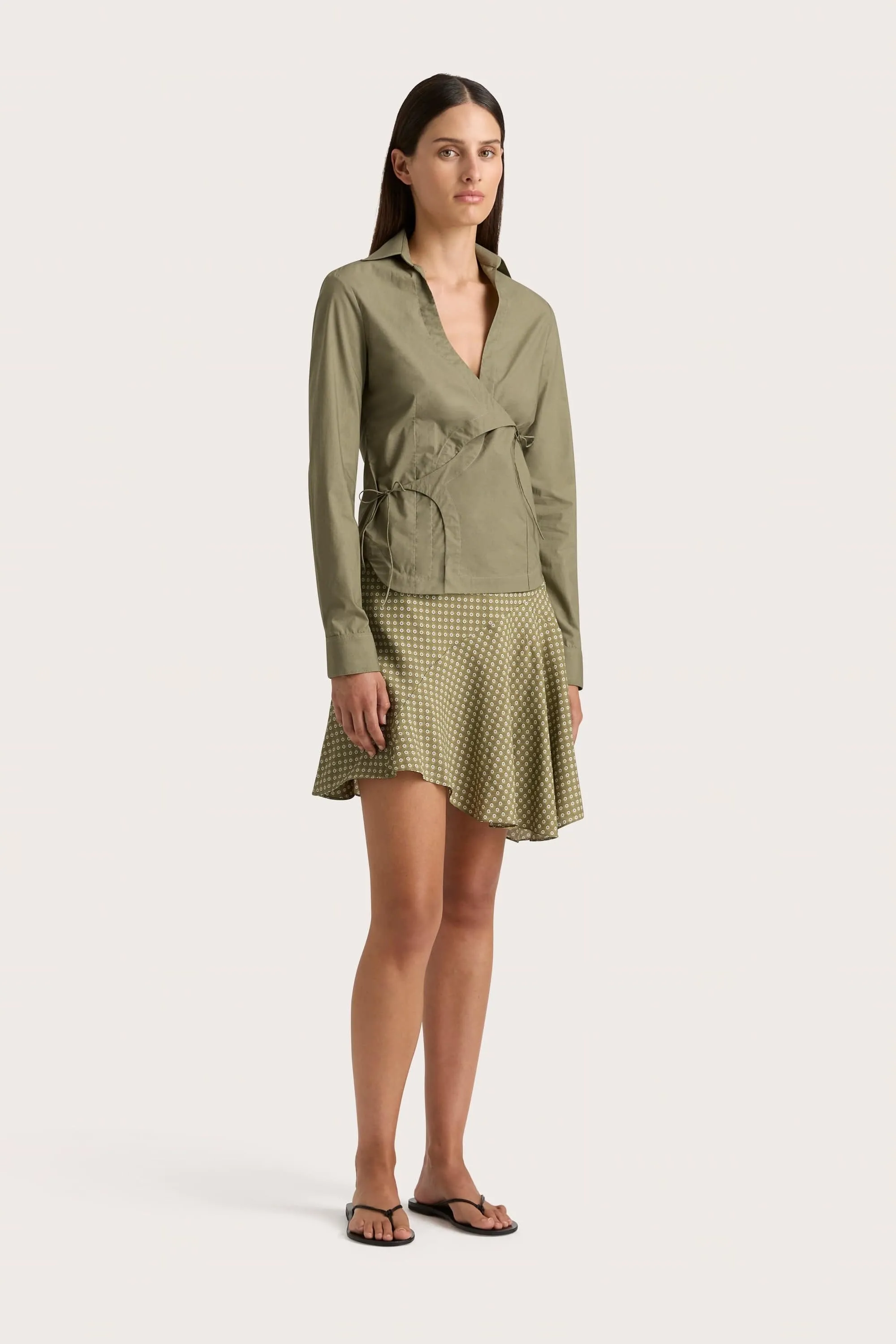 Baia Wrap Shirt Khaki - Final Sale