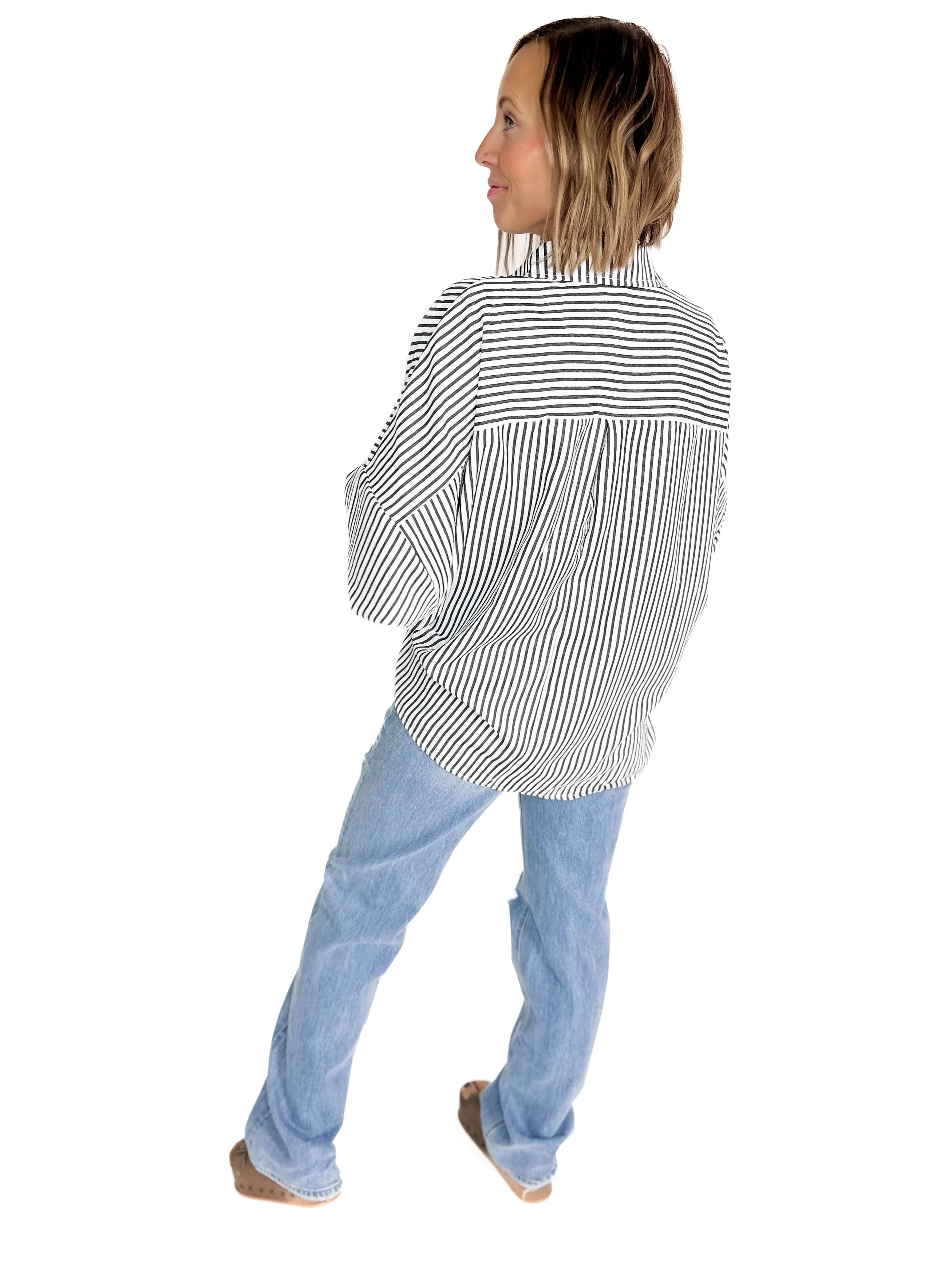 Bailly Stripe Button Up Top