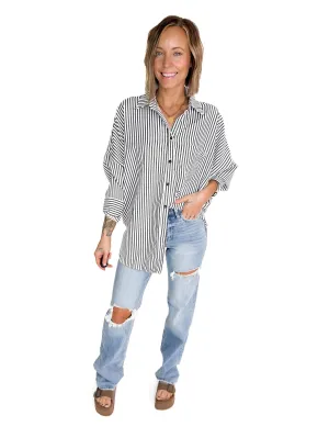 Bailly Stripe Button Up Top