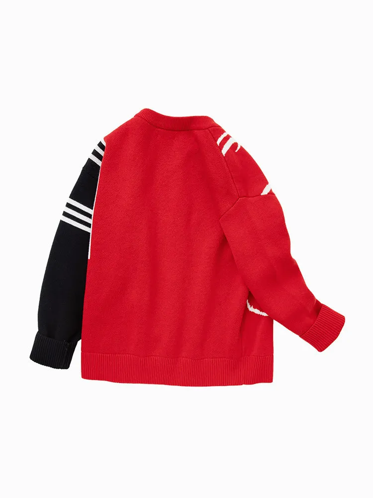balabala Kids Boy 100% Cotton Red Rabbit Propitious Clouds Crew Neck Jumper 7-14 Years