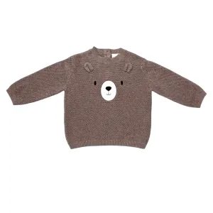 Bear Embroidered Knit Sweater