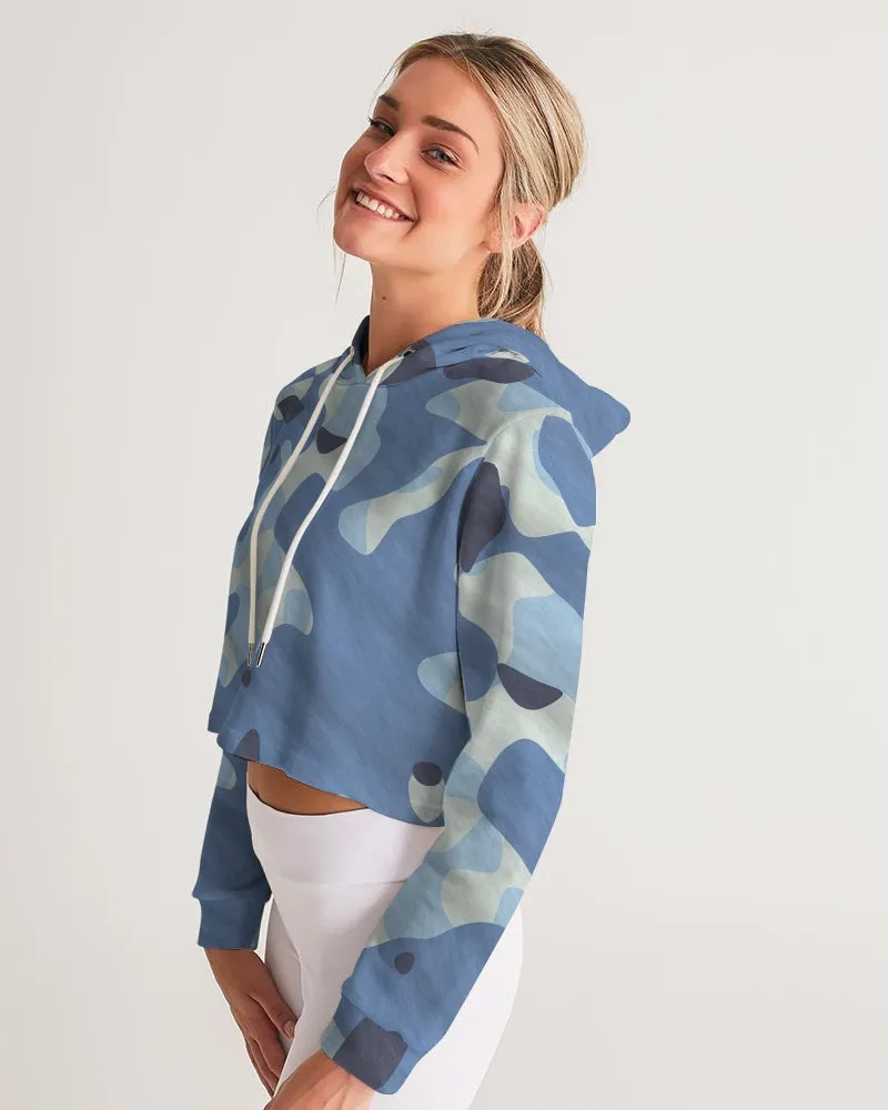 Blue Maniac Camouflage Women's Cropped Hoodie