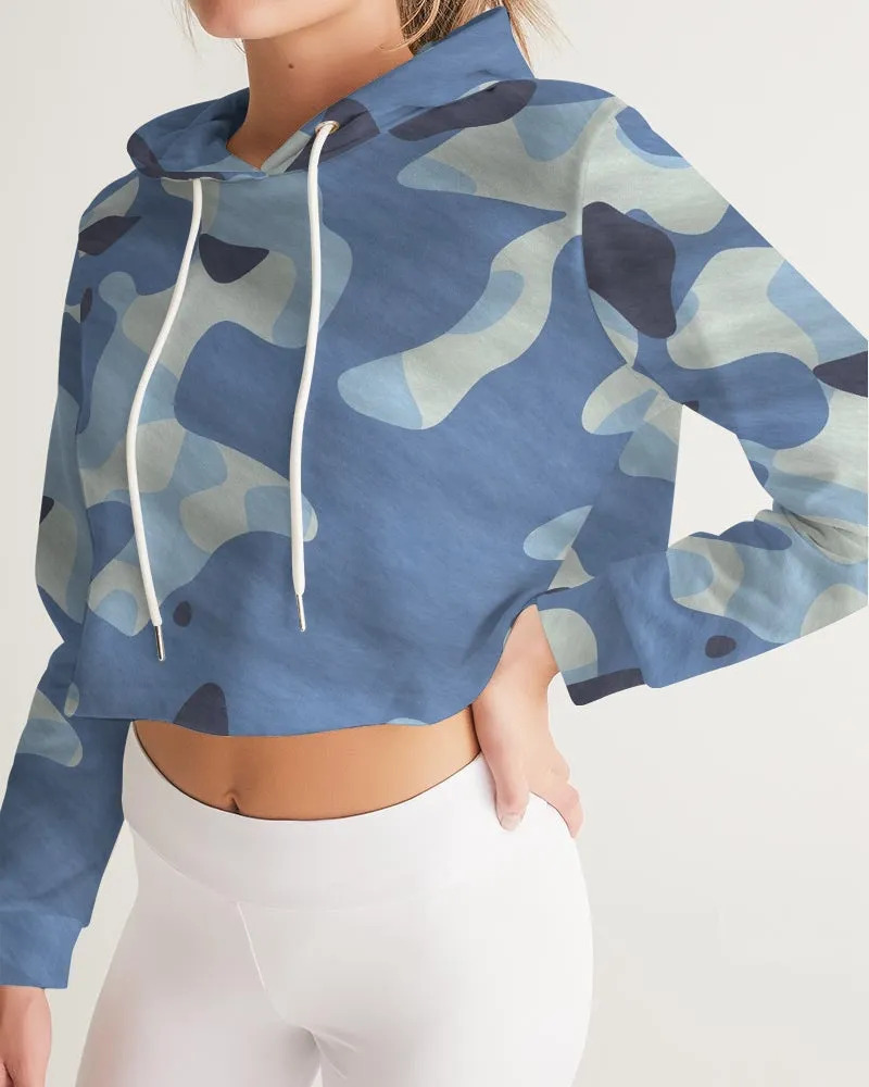 Blue Maniac Camouflage Women's Cropped Hoodie