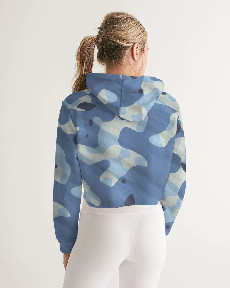 Blue Maniac Camouflage Women's Cropped Hoodie