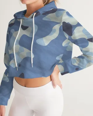 Blue Maniac Camouflage Women's Cropped Hoodie