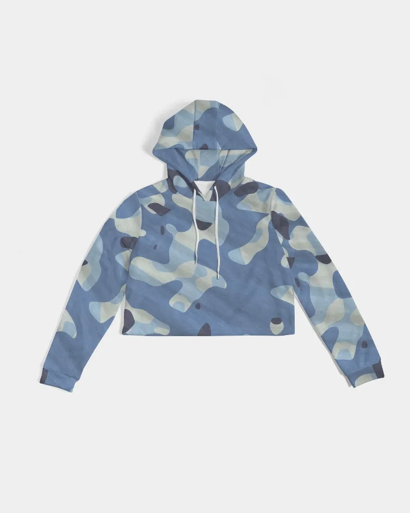 Blue Maniac Camouflage Women's Cropped Hoodie