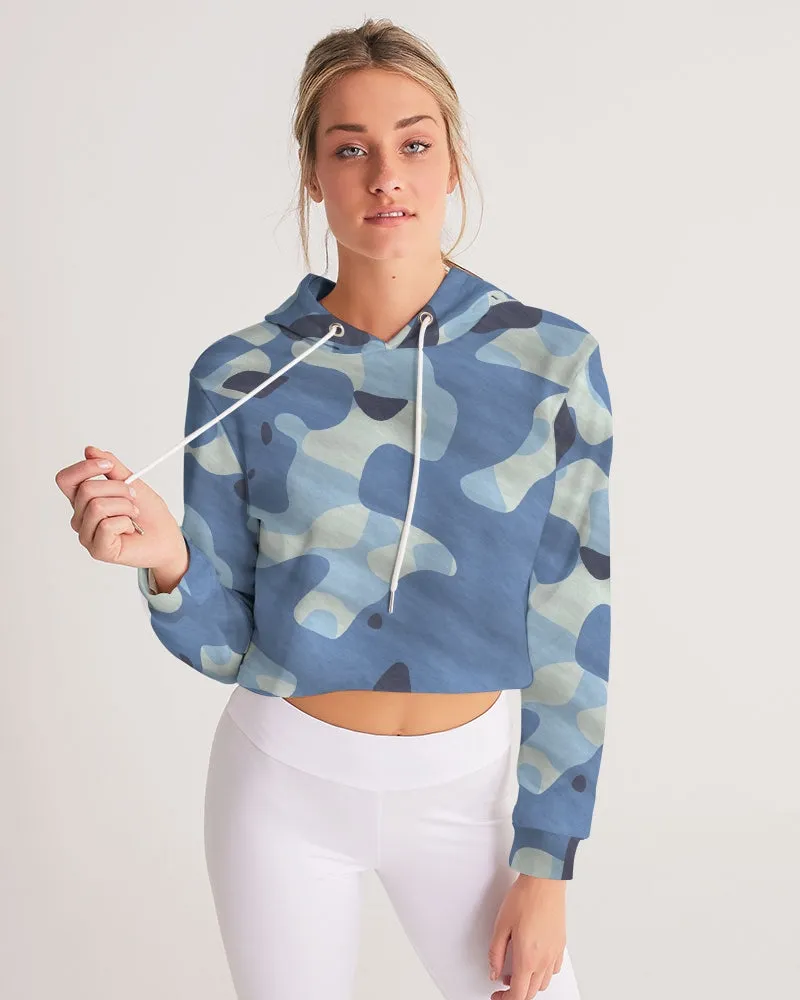 Blue Maniac Camouflage Women's Cropped Hoodie