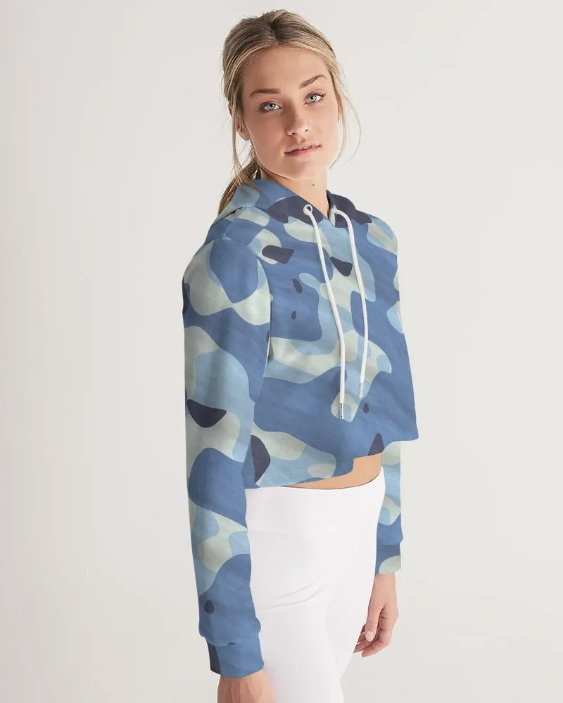 Blue Maniac Camouflage Women's Cropped Hoodie