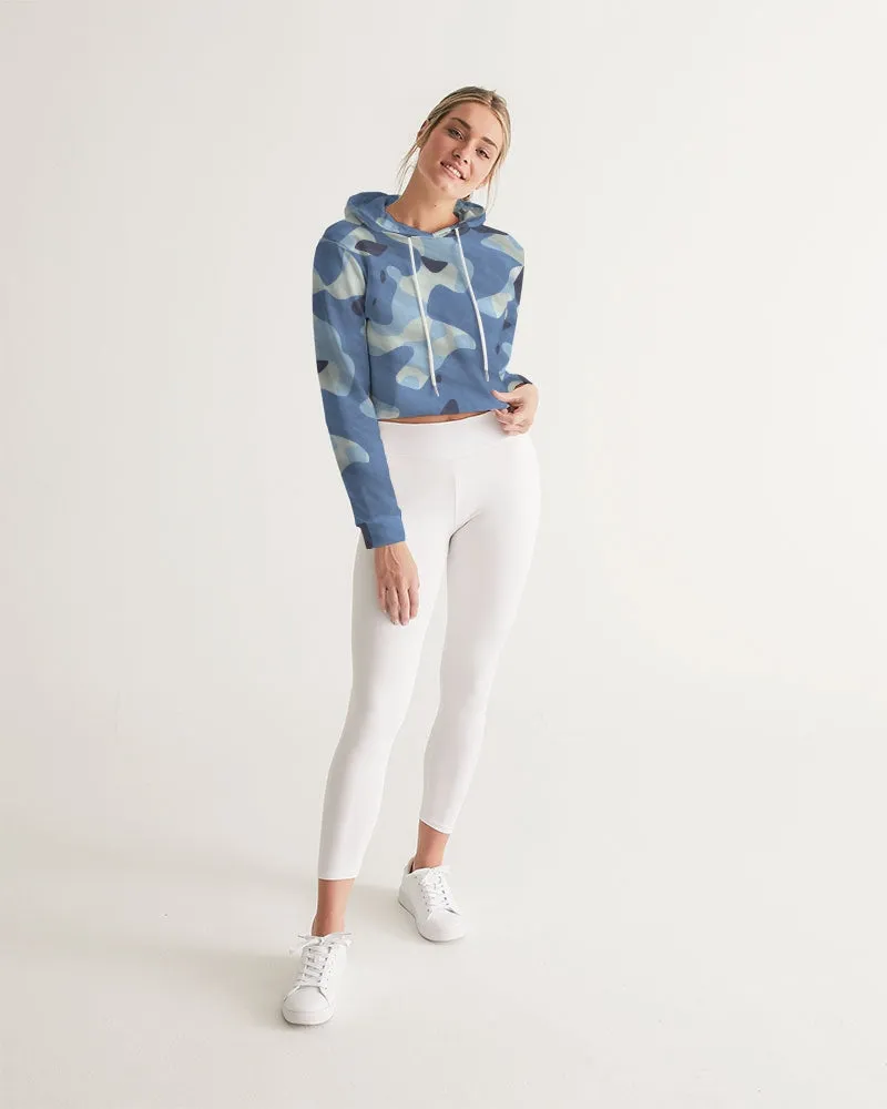 Blue Maniac Camouflage Women's Cropped Hoodie