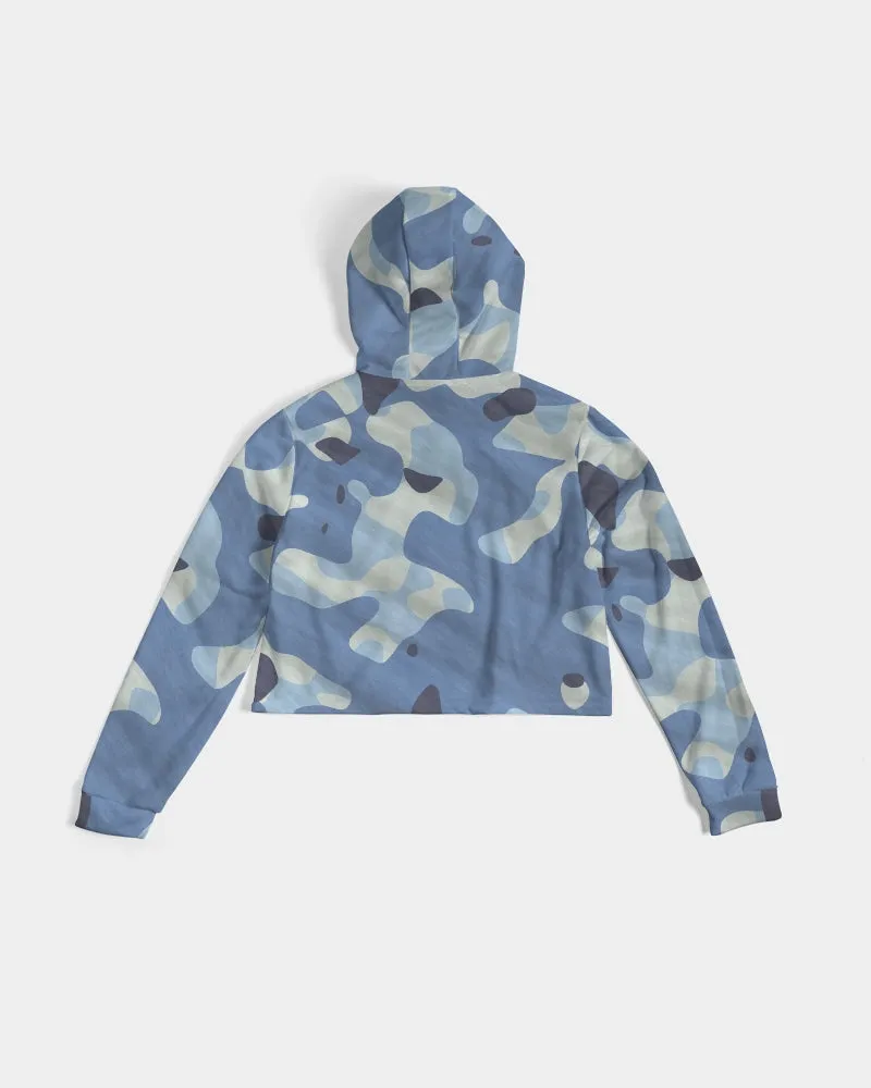 Blue Maniac Camouflage Women's Cropped Hoodie