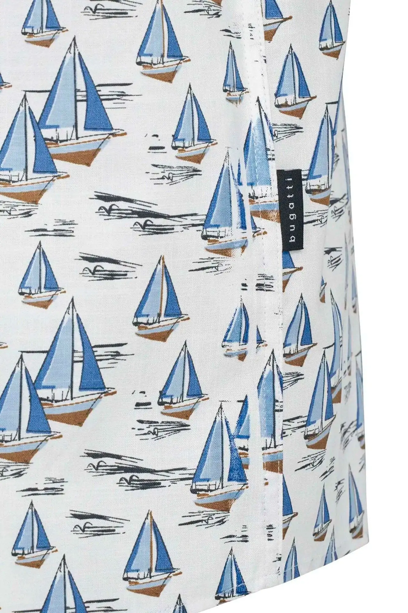 Boat Print Cotton Shirt - Light Blue