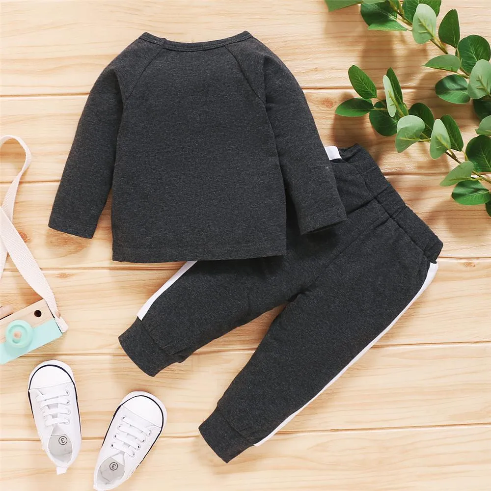 Boys Casual Letter Printed Long Sleeve Top & Pants Wholesale Boys Clothing