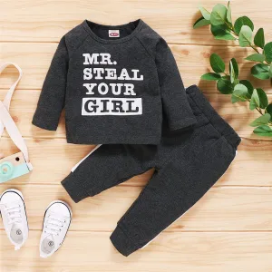 Boys Casual Letter Printed Long Sleeve Top & Pants Wholesale Boys Clothing