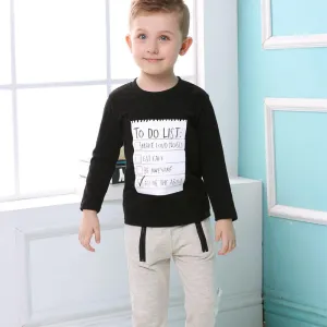 Boys List Letter Printed Top & Pants Wholesale Toddler Boy Clothes