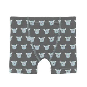 Boy's Print Bamboo Boxer Brief - Pewter Furry Friends