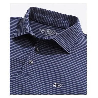Bradley Stripe Sankaty Polo in STP Blue Depth/Gray Harbor by Vineyard Vines