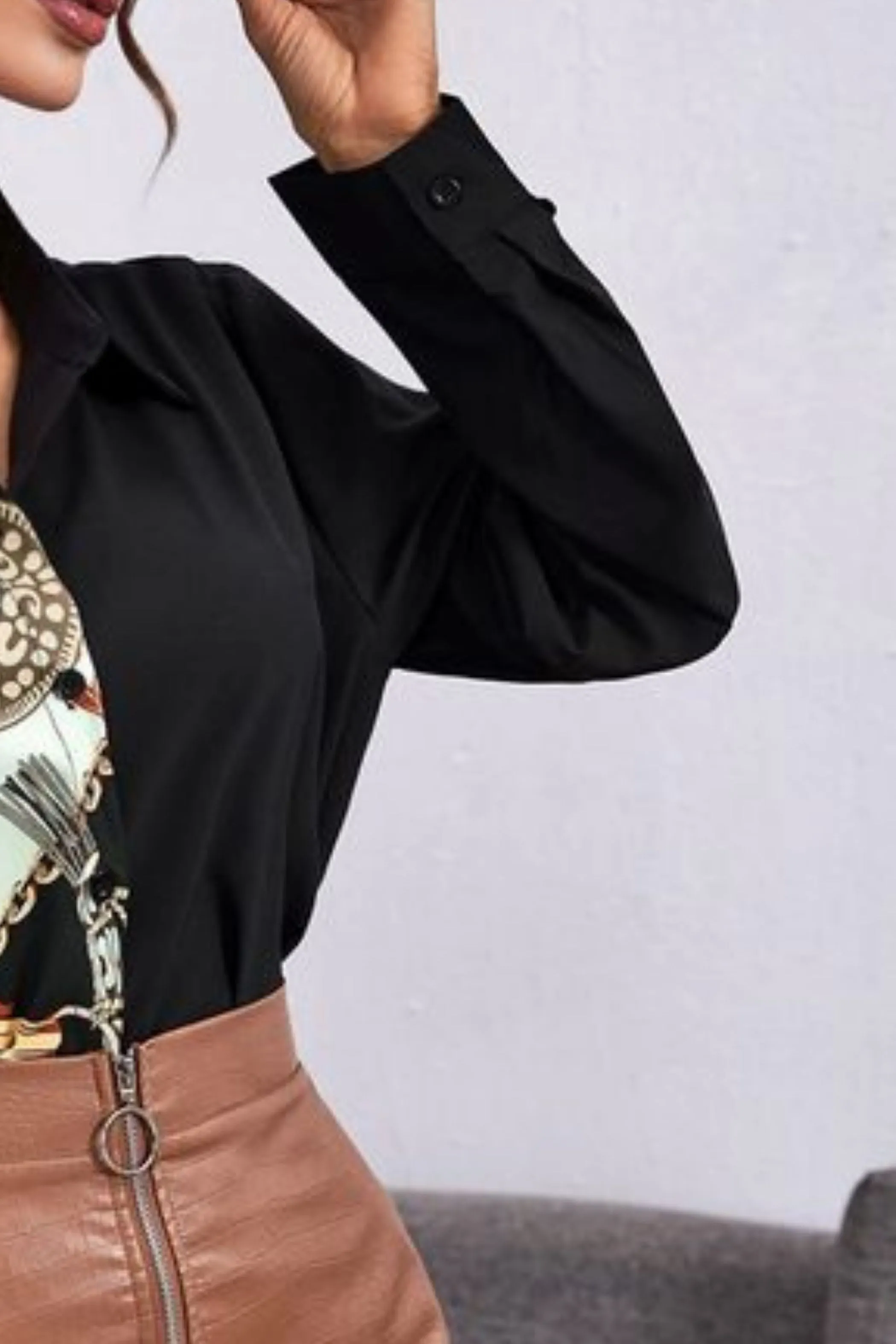 CHAIN BLOCK SATIN SHIRT