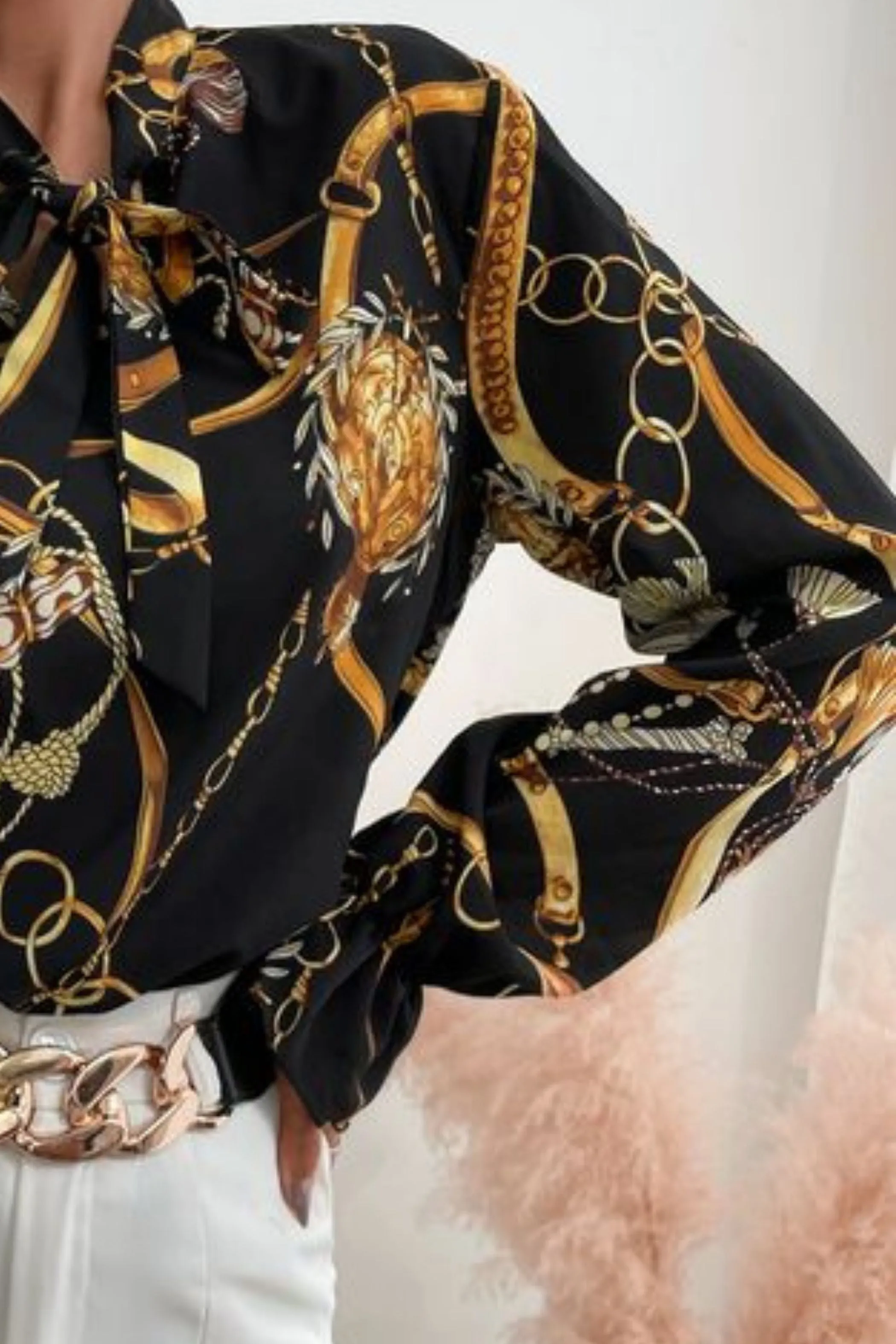 CHAIN PRINT NECK TIE