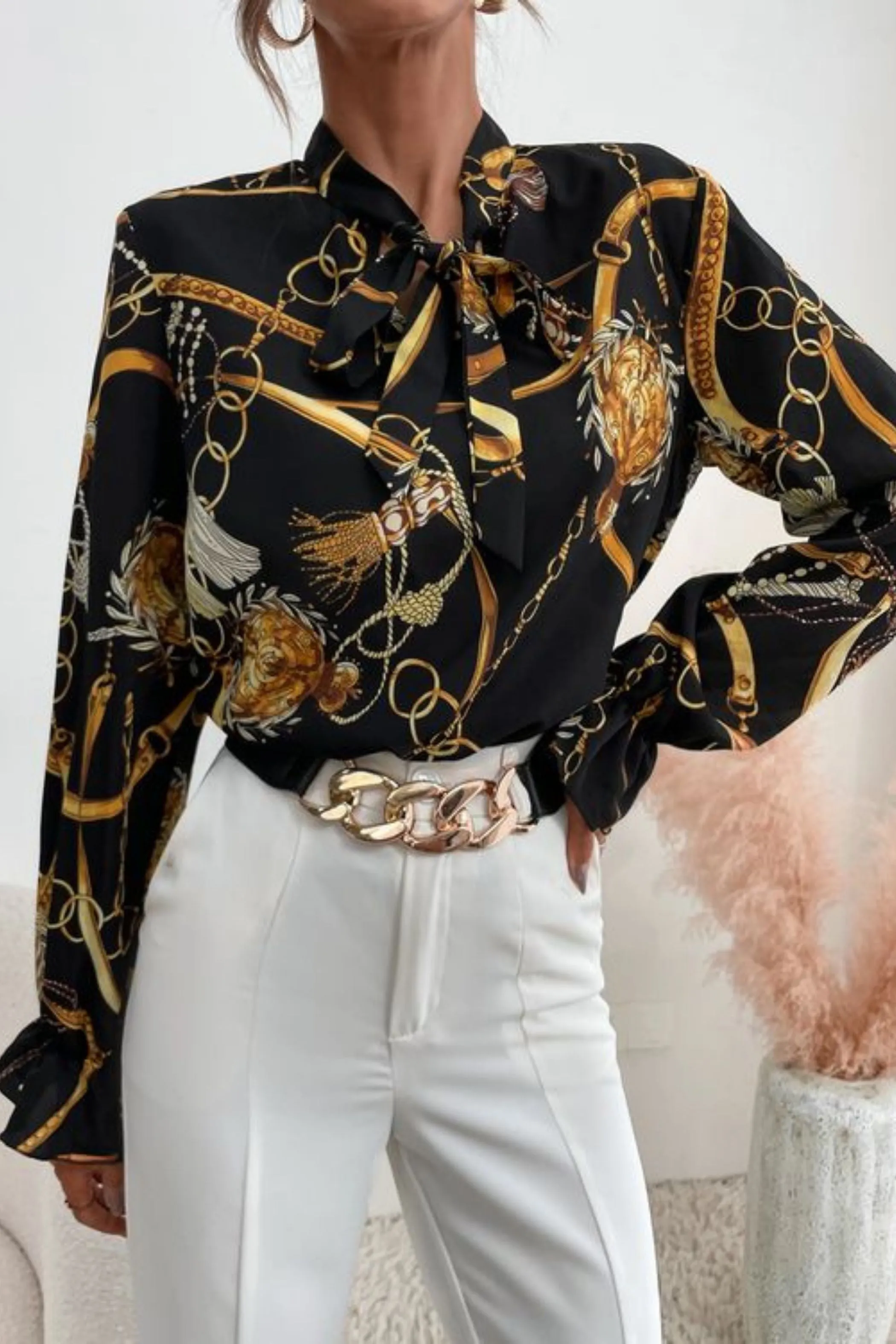 CHAIN PRINT NECK TIE
