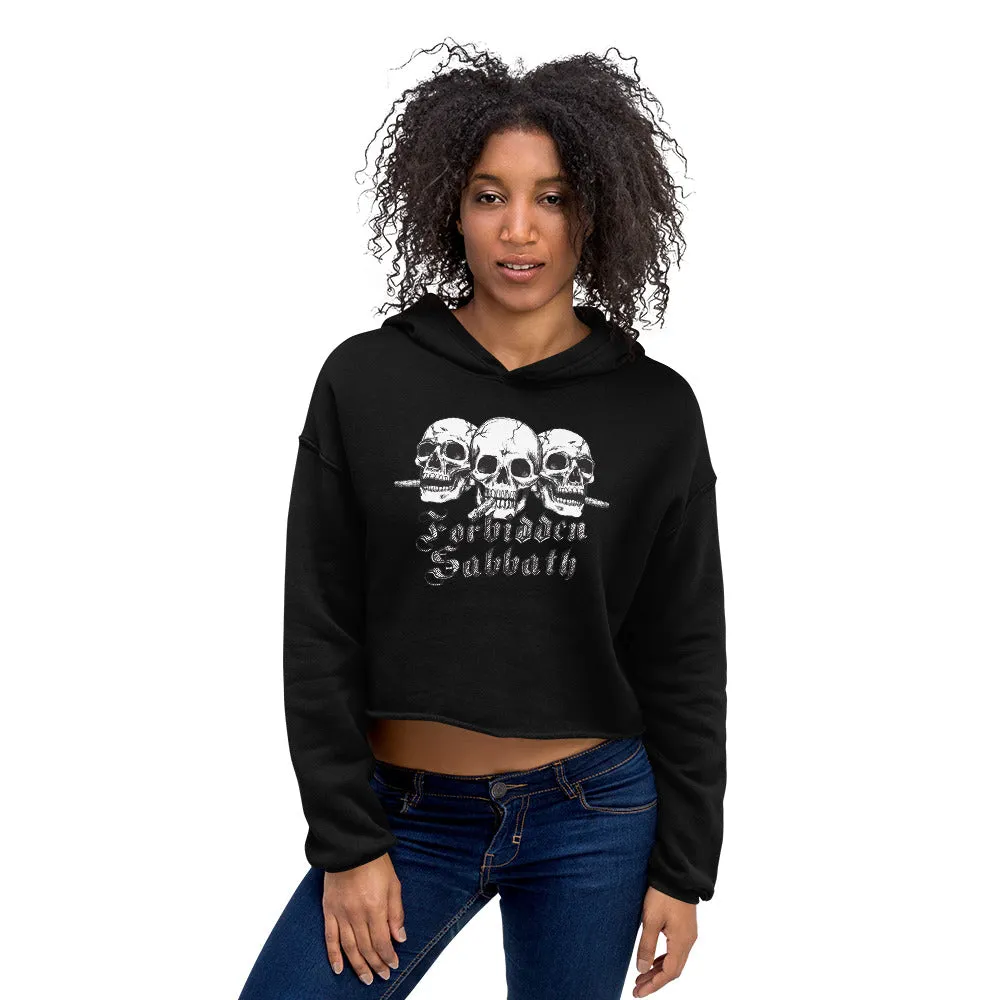 CIGAR SMOKEN TRIO SKULL-CROPPED HOODIE