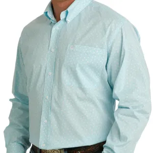 Cinch Men's L/S Classic Fit Floral Western Button Down Shirt in Light Blue