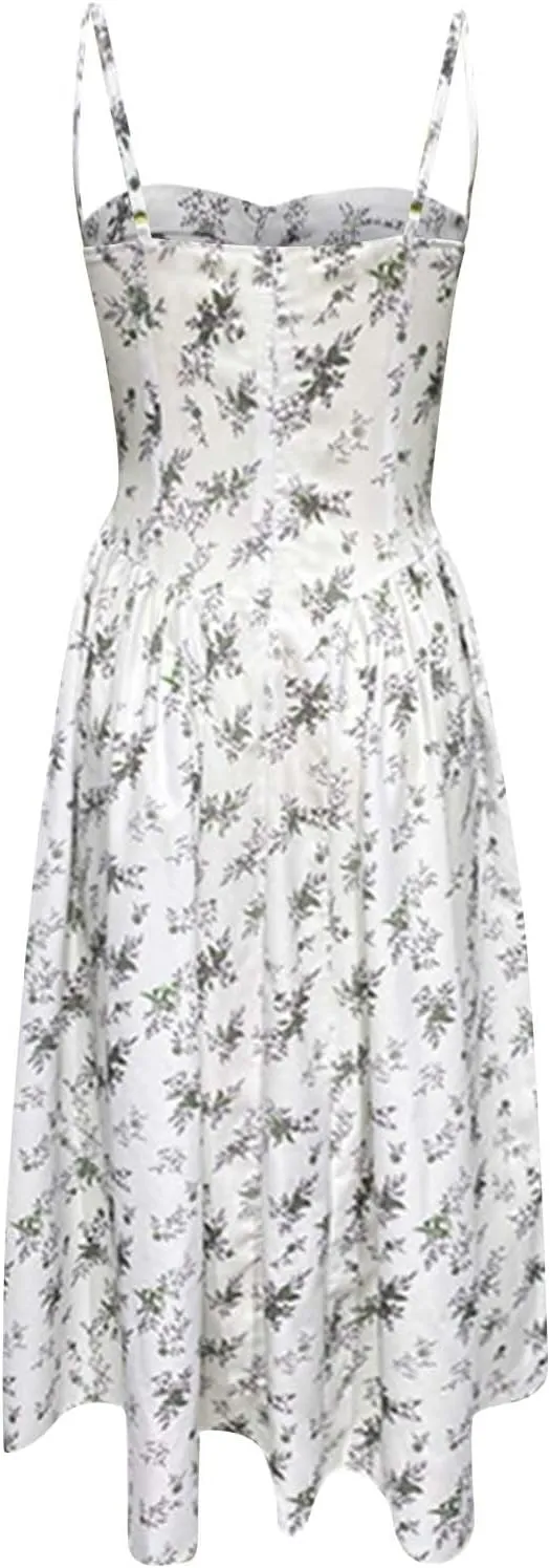 Dresses for Women Elegant Spaghetti Strap Midi Dress Pleated Low Cut Bustier Off Shoulder Dresses