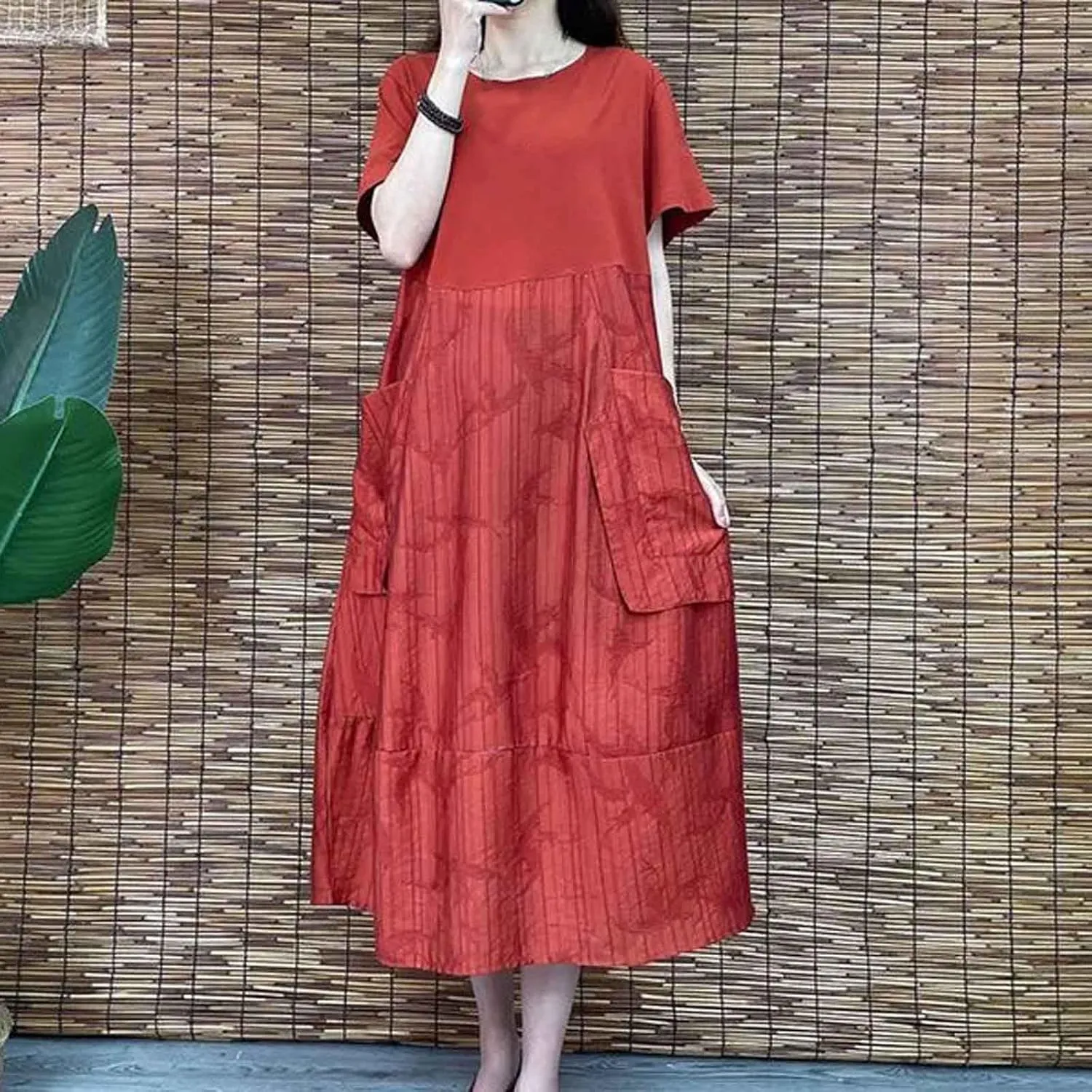 Dresses for Women Plus Size Short Sleeve Flowy Swing Dress Casual Lightweight Midi Dress Summer Basic Dress 2025