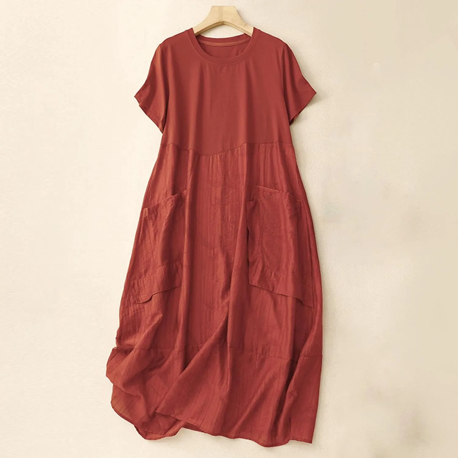 Dresses for Women Plus Size Short Sleeve Flowy Swing Dress Casual Lightweight Midi Dress Summer Basic Dress 2025