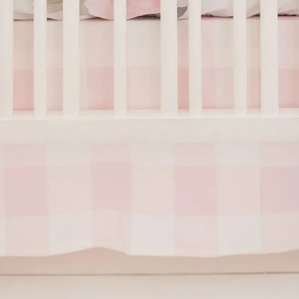 Floral and Pink Buffalo Plaid Crib Skirt