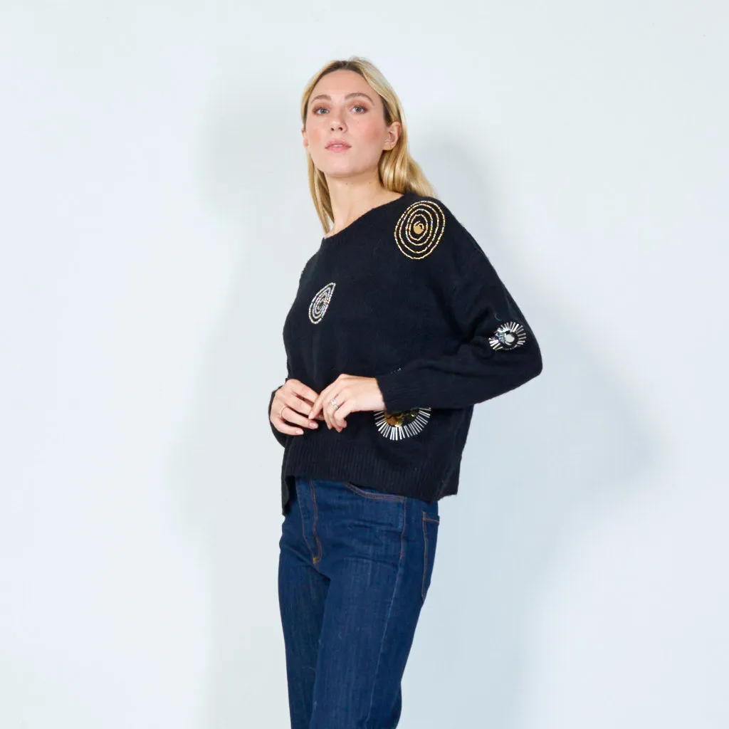 Geometric sequin embellished sweater wholesale