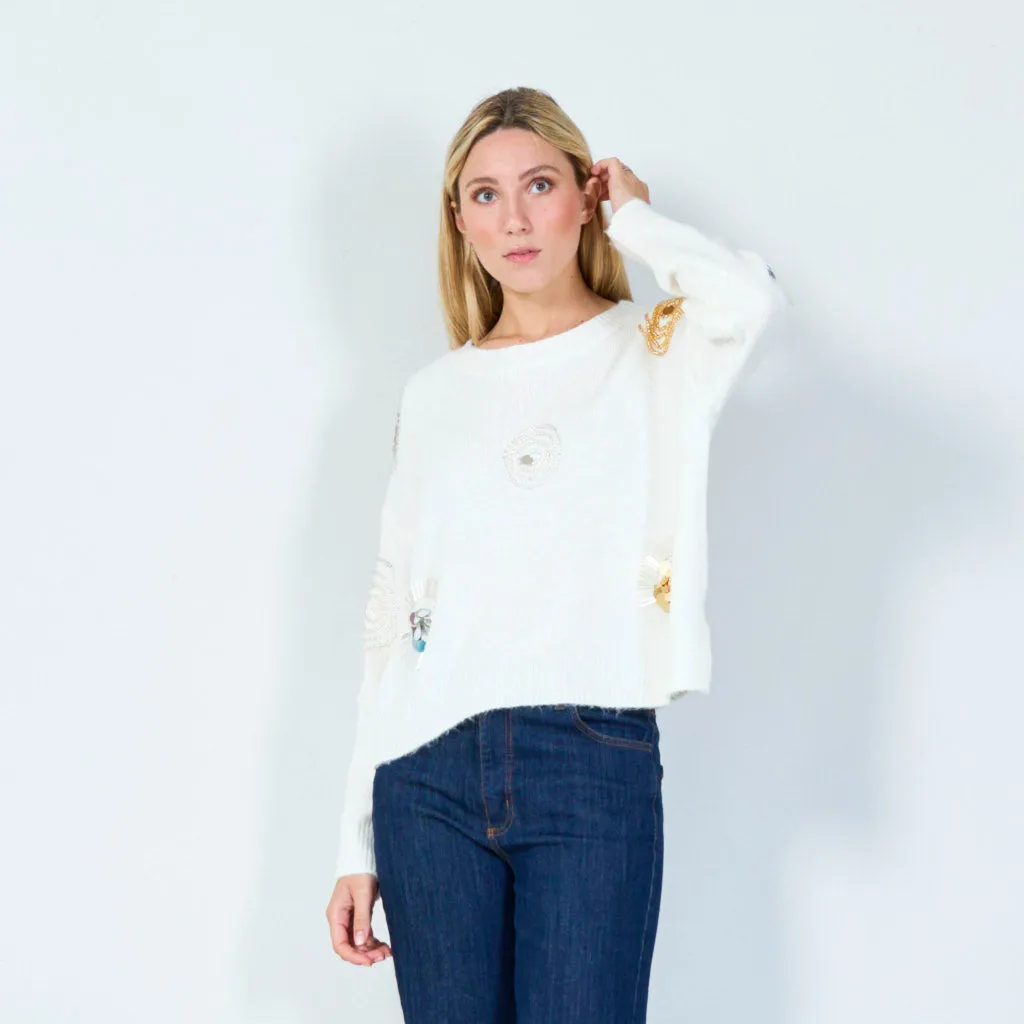 Geometric sequin embellished sweater wholesale