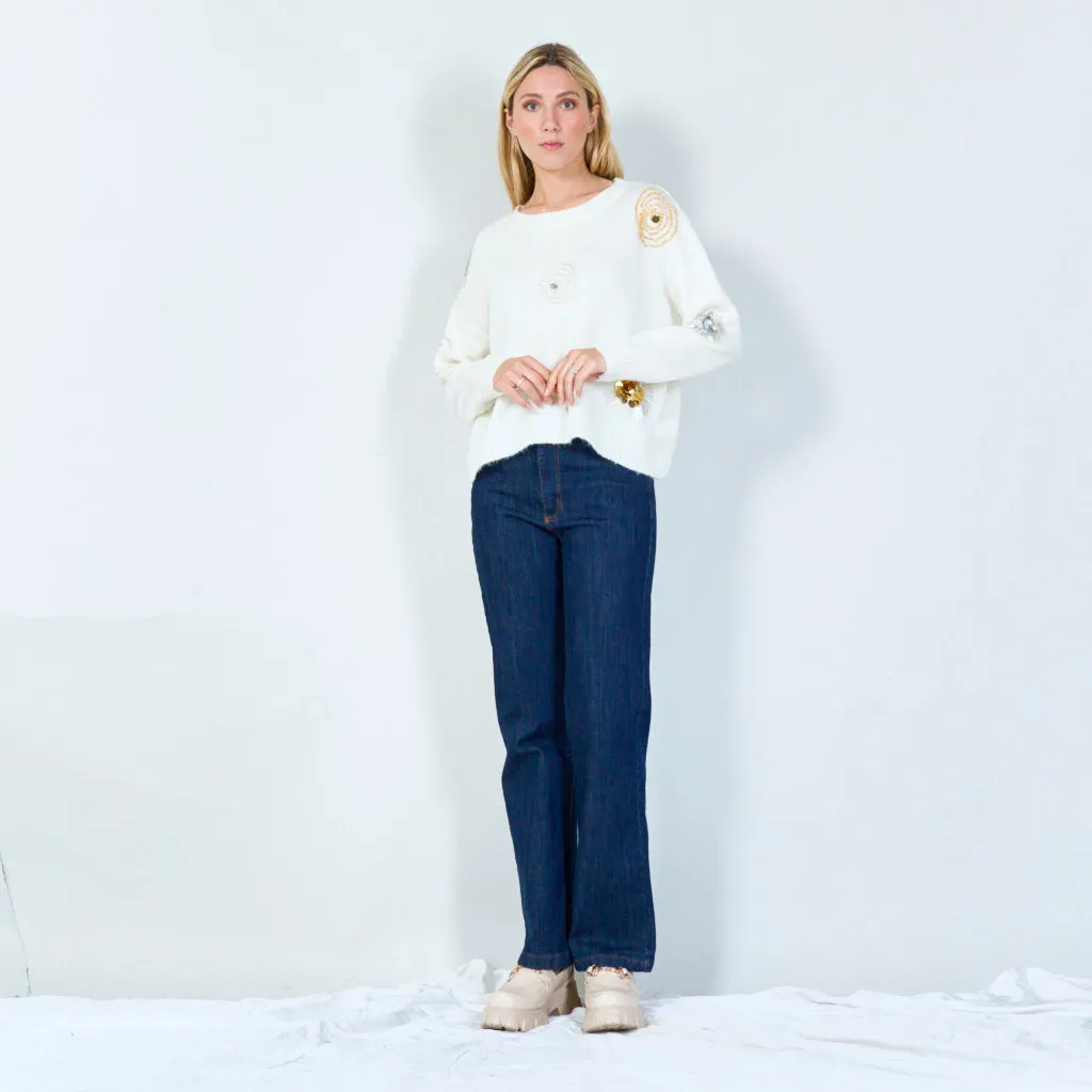 Geometric sequin embellished sweater wholesale