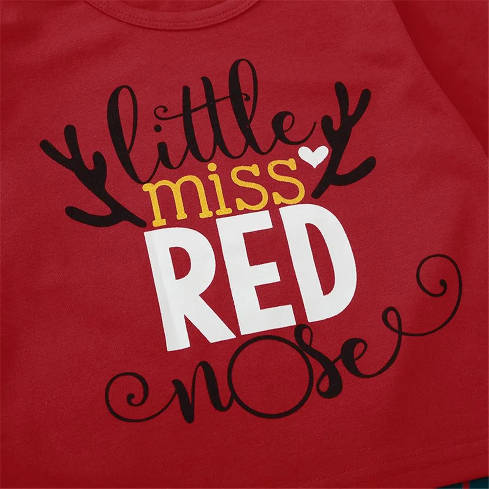 Girls Deer Long Sleeve Letter Printed Top & Pants Wholesale Girls