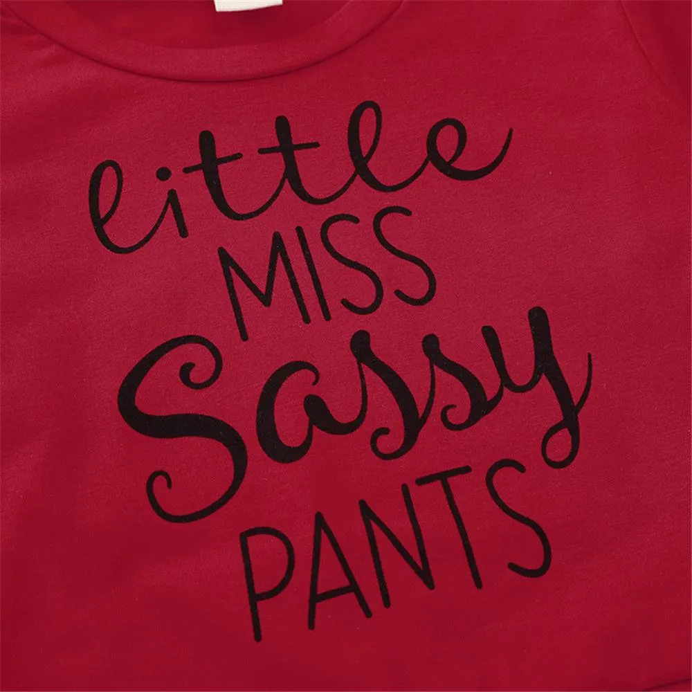 Girls Letter Printed Long Sleeve T-shirt & Floral Pants Girls Clothing Wholesalers