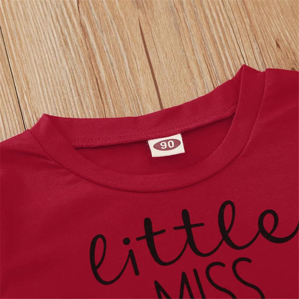 Girls Letter Printed Long Sleeve T-shirt & Floral Pants Girls Clothing Wholesalers
