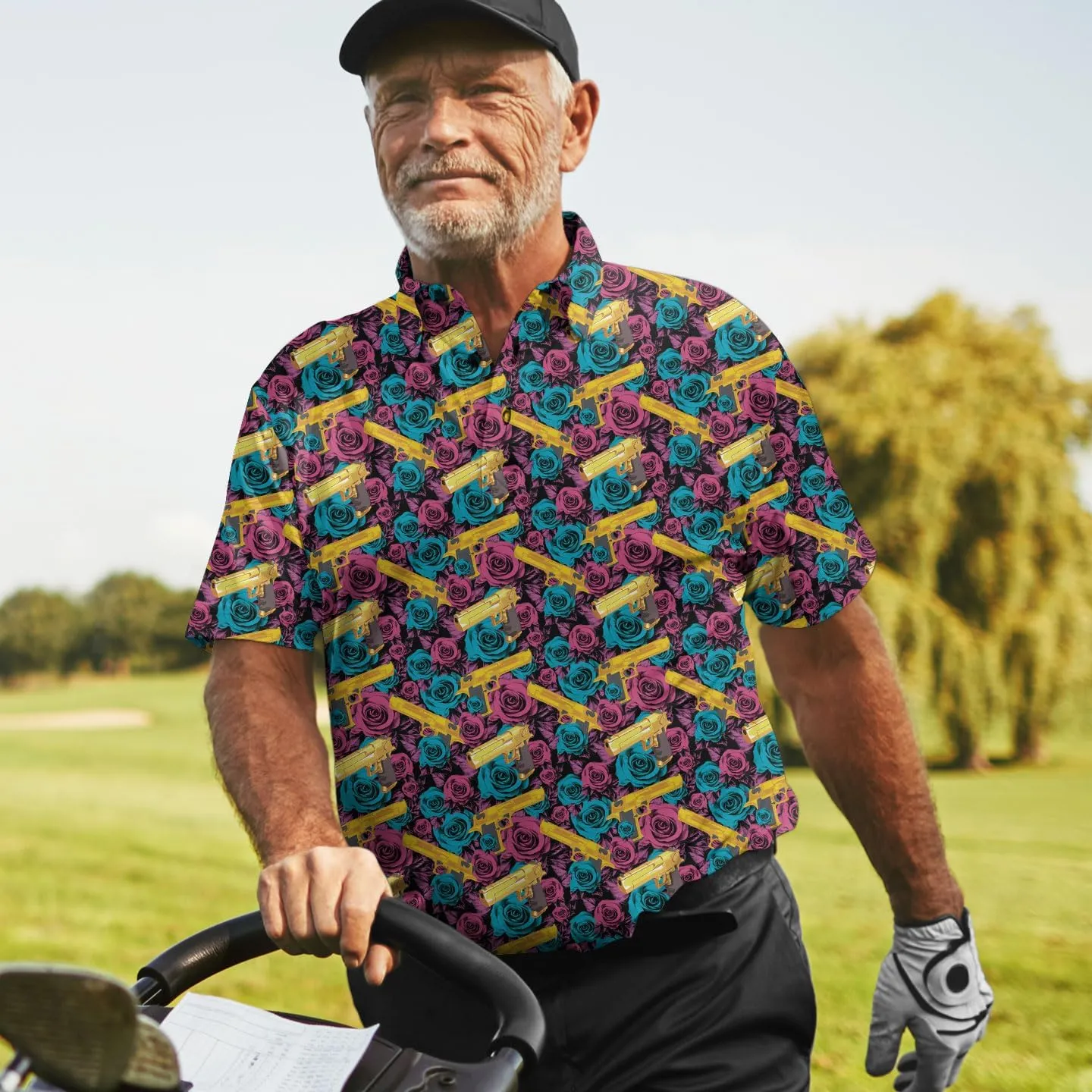 Golf Polo Shirts for Men Mens Polo Shirts Short Sleeve Button Up Shirt Men Casual Aloha Mens Shirts