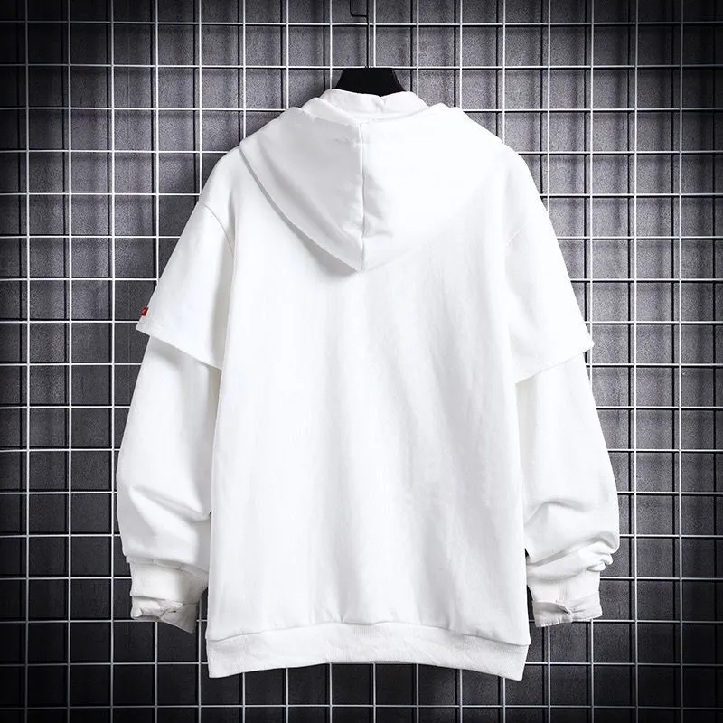 Hip-Hop Trendy Sweatshirt False Two-Piece INS Hoodies Loose Tops Outerwear