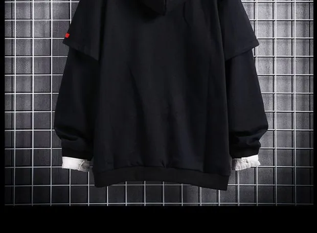 Hip-Hop Trendy Sweatshirt False Two-Piece INS Hoodies Loose Tops Outerwear