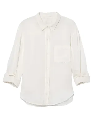 Kayla Shrunken Linen Shirt in Vanilla
