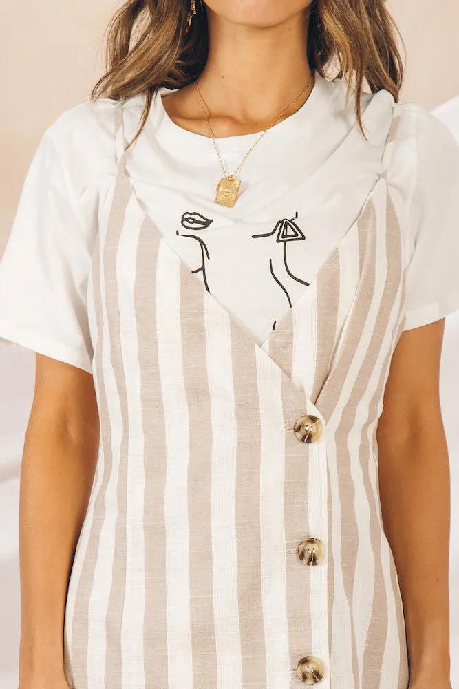 Keep Wondering Dress Beige