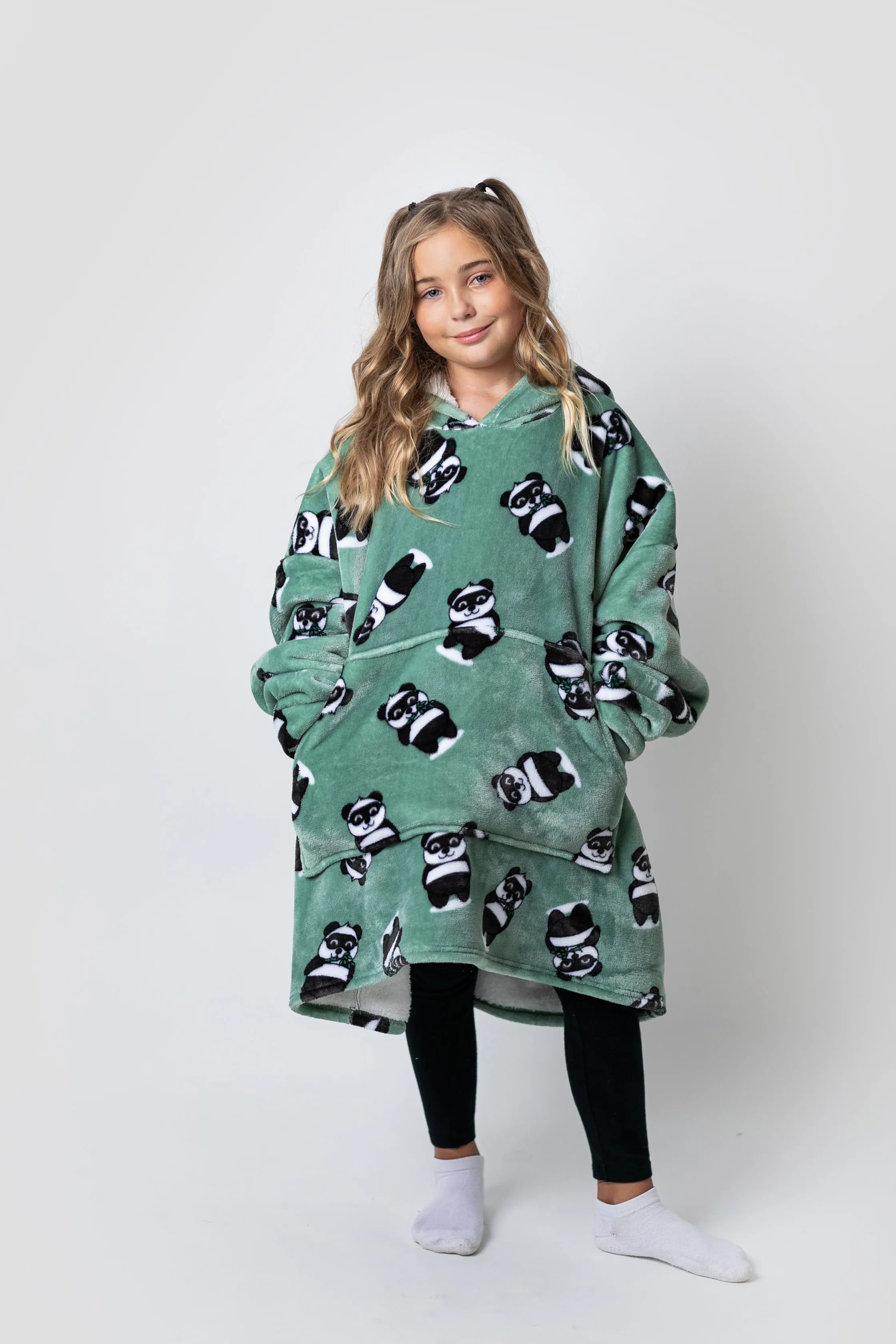 Kids Giant Hoodie Pand-UH! Sage